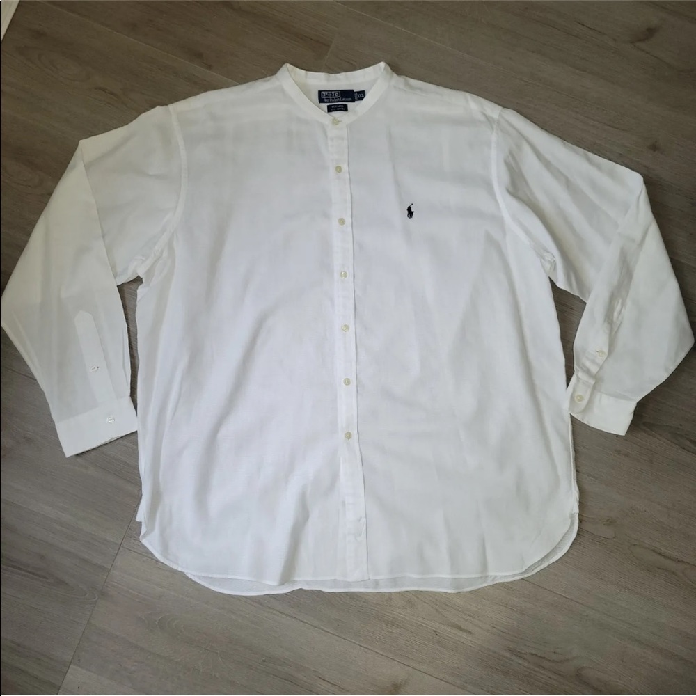 BENARD RALPH LAUREN MANDARIN COLLAR WHITE DRESS SHIRT - Picture 2 of 7